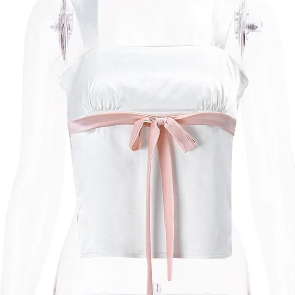 White Top With Pink Bow